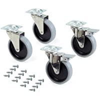 Emuca - Lote de 4 ruedas pivotantes para mueble Ø100mm con placa de montaje y rodamiento de bolas- ruedas de goma para…